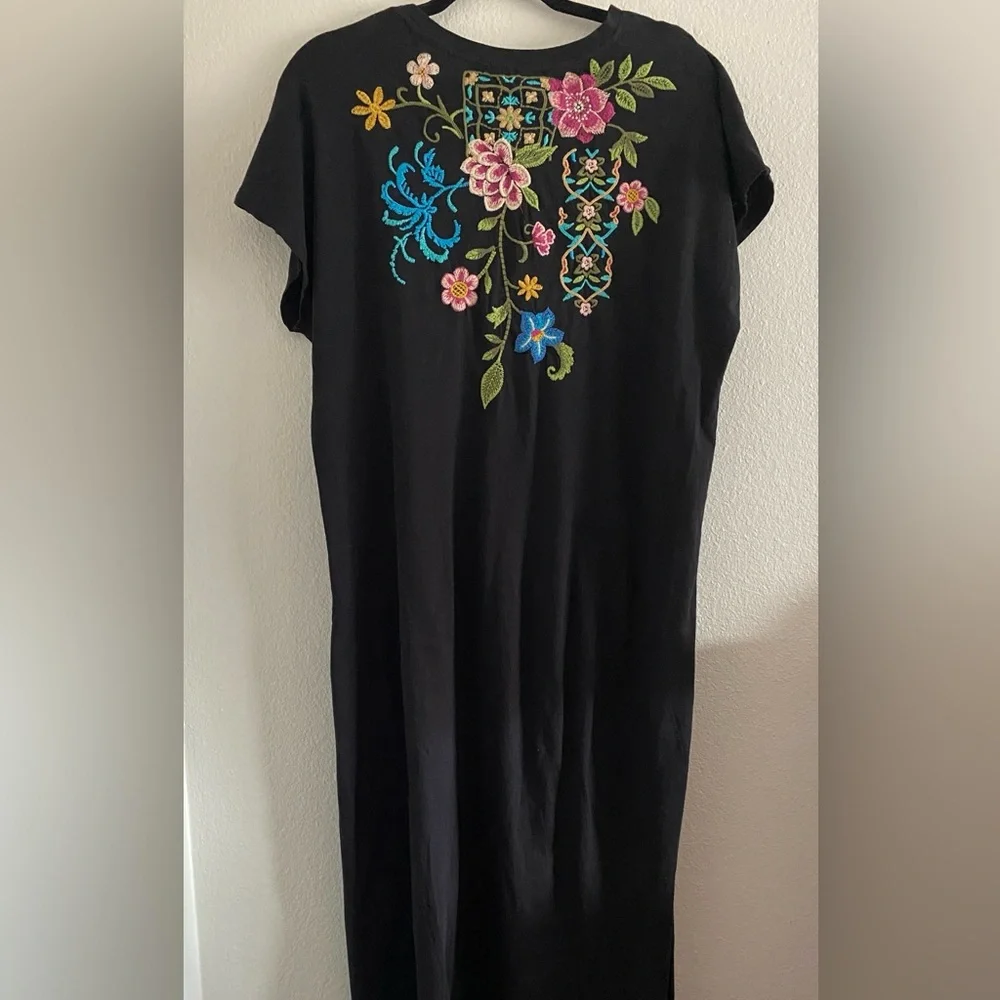 Johnny Was Maxi Dress Black Embroidered Boho S/M - Picture 4 of 7